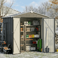 thumbnail image 3 of 6' x 4' Outdoor Storage Shed on Sale, Aiho Shed & Outdoor Storage Clearance, Metal Storage Shed for Outside, Backyard, Garden & Patio - Dark Gray, 3 of 11