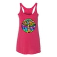 thumbnail image 2 of Wild Bobby Colorful Mushroom Retro Puff Print Fashion Tri-Blend Racerback Tank Top, Shocking Pink, Medium, 2 of 6