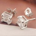 thumbnail image 1 of Pendientes Farfi con circonita cúbica cuadrada transparente en plata de ley 925, elegantes pendientes para mujer, 1 of 5