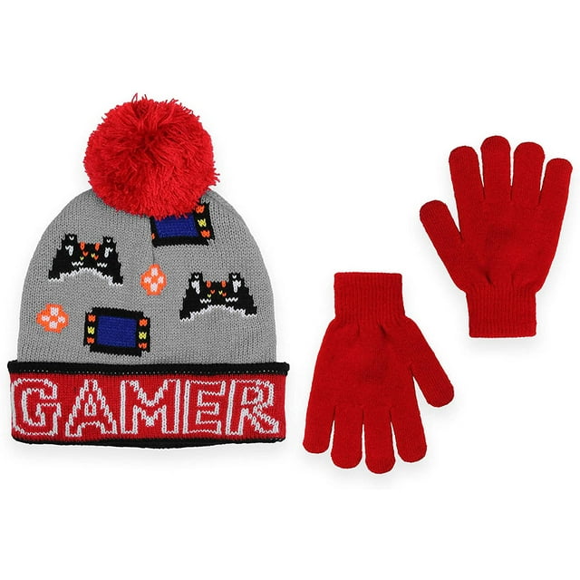 Ensemble Bonnet et Gants en Tricot Extensible Doux pour Garçons