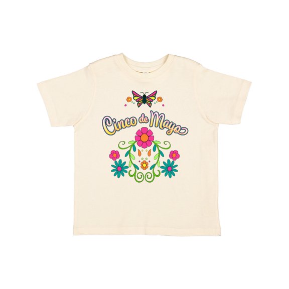 Inktastic Cinco De Mayo Butterfly and Flowers Boys or Girls Toddler T-Shirt