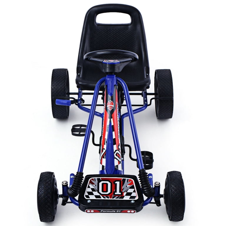 Costway 4-Wheel Kids Pedal Go-Kart Racer, Blue photo 7