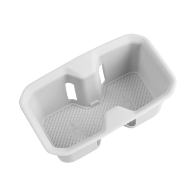Organizador de consola central, portavasos de silicona, extraíble, impermeable, tapete para botella de agua, caja de almacenamiento suave, posavasos Blanco