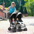 thumbnail image 2 of Babyjoy Foldable Twin Double Stroller Kids Ultralight Umbrella Stroller Pushchair 18 lbs Black, 2 of 10