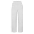 thumbnail image 3 of cocolona Womens Straight Wide-leg Corduroy Pants Fashion Solid Color Casual Loose Long Pants Elastic Waist Trousers with Pockets, 3 of 7