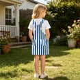 thumbnail image 7 of Bainana Kids Girls Sleeveless Striped Printed Overalls Dress With Pocket Casual Breathable Child Suspender Dress For Beach Vacation Size 10-11 Years Blue, 7 of 7