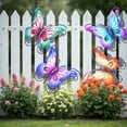 thumbnail image 5 of Metal Butterfly Wall Decor - 4 Pcs Butterfly Wall Art 3D Sculpture Pendant Multicolored Butterfly Hanging Ornament for Patio Garden Outdoor Fence Decoration Women Birthday Wedding Housewarming Gift, 5 of 6