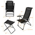 thumbnail image 2 of Costway 4PCS Patio Folding Dining Chair Ottoman Set Adjustable Back Camp Black, 2 of 10