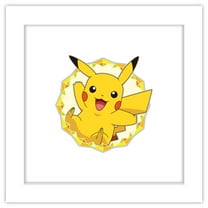 Gallery Pops Pokemon - Pikachu Sparkle Badge Wall Art, White Framed Version, 12" x 12"