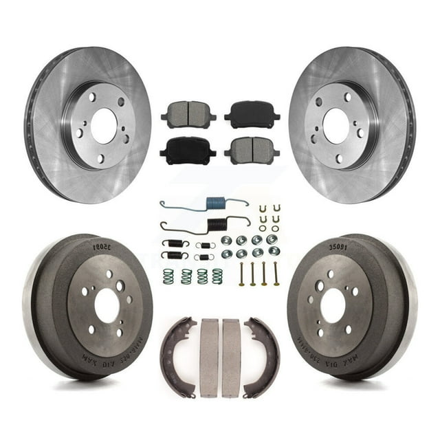 Transit Auto Front Rear Disc Brake Rotors Semi-Metallic Pads and Drum Kit (7Pc) for Car 2002-2003 Toyota Solara 2.4L K8S-102099