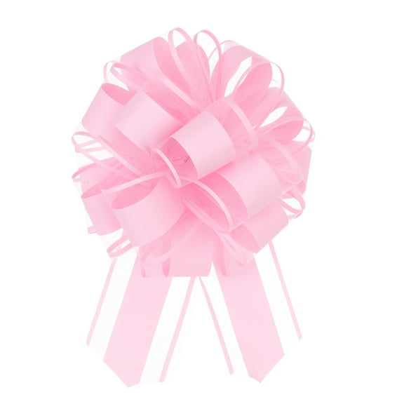 5 Pcs 4 Inch Large Big Pull Bow Organza Gift Wrapping Bows Ribbon for Wedding Car Baskets Presents Christmas Bow, Pink