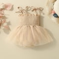 thumbnail image 6 of mgoYE Baby Girl 1st Birthday Clothes Rainbow Embroidery Tulle Dress Sleeveless Romper Bodysuit Cake Smash Outfit(Beige,9-12 Months), 6 of 9