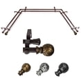 thumbnail image 1 of Sonja 13/16" Double Bay Window curtain rod Adjustable 20"-36", 38"-72" - Cocoa,(ABay-17-7D), 1 of 4