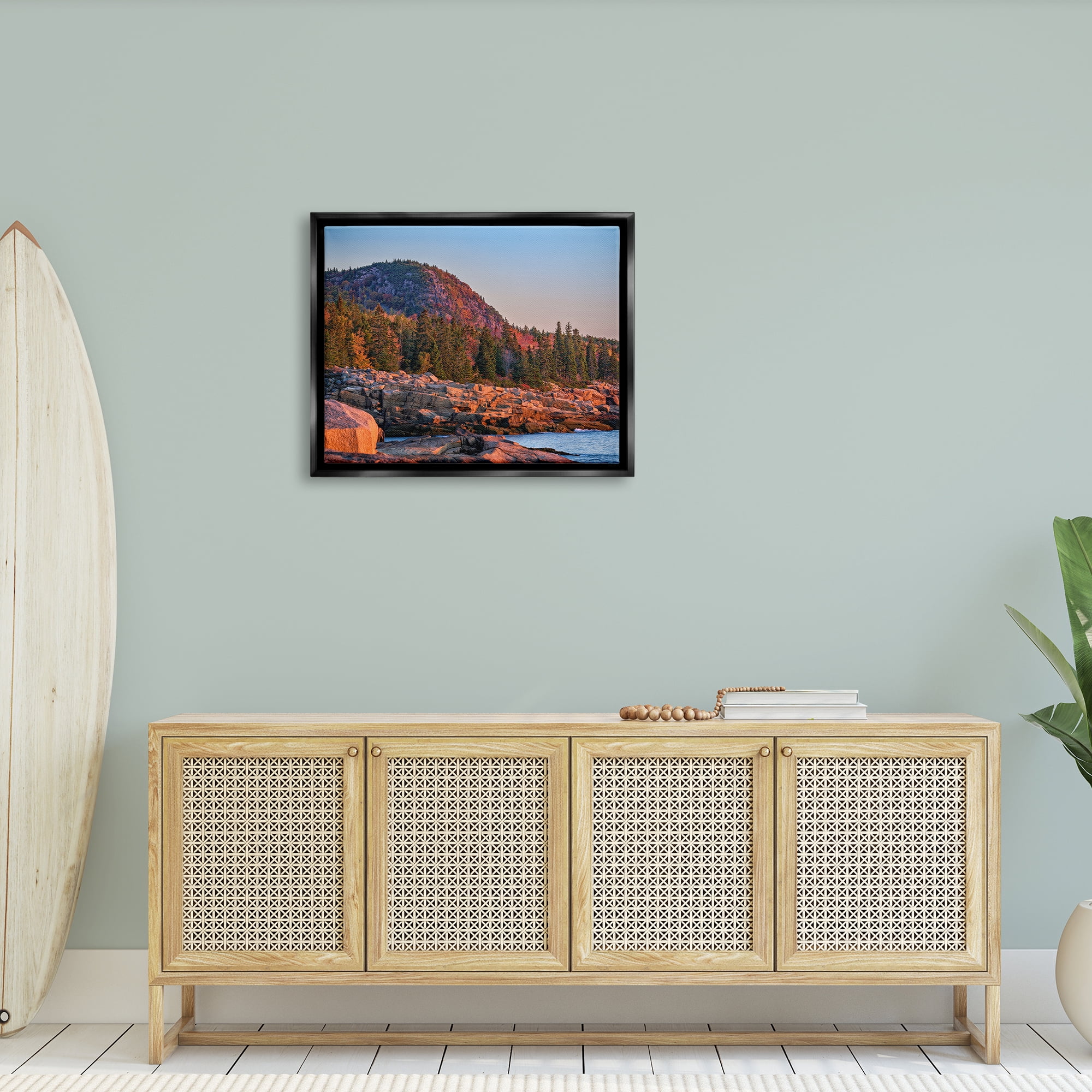 Stupell Rocky Seaside Mountain Cliff Landscape Photography Black Floater Framed Art Print Wall Art