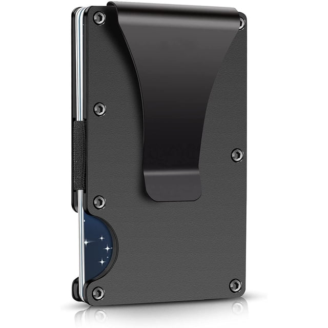Cartera minimalista para hombre, billetera de metal con clip para dinero, tarjetero delgado de aluminio con bloqueo RFID Ormromra CZJP-ZC70