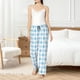 thumbnail image 4 of Balery Blue and White Squares Pantalones de pijama para mujer, pijamas ultraligeros, pantalones de estar por casa-Large, 4 of 6