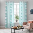 thumbnail image 5 of Teal Striped Coastal Kitchen Curtains 96 Inch Length, Nautical Beach Starfish Shell Grommet Top Bedroom Living Room Curtains, Light Filtering Cafe Curtain Drapes 2 Panels Set 104''x96'', 5 of 9