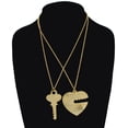 thumbnail image 5 of Gold Tone "Key to My Heart" Large Heart and Key Pendant Sweetheart Necklaces Set, 5 of 5