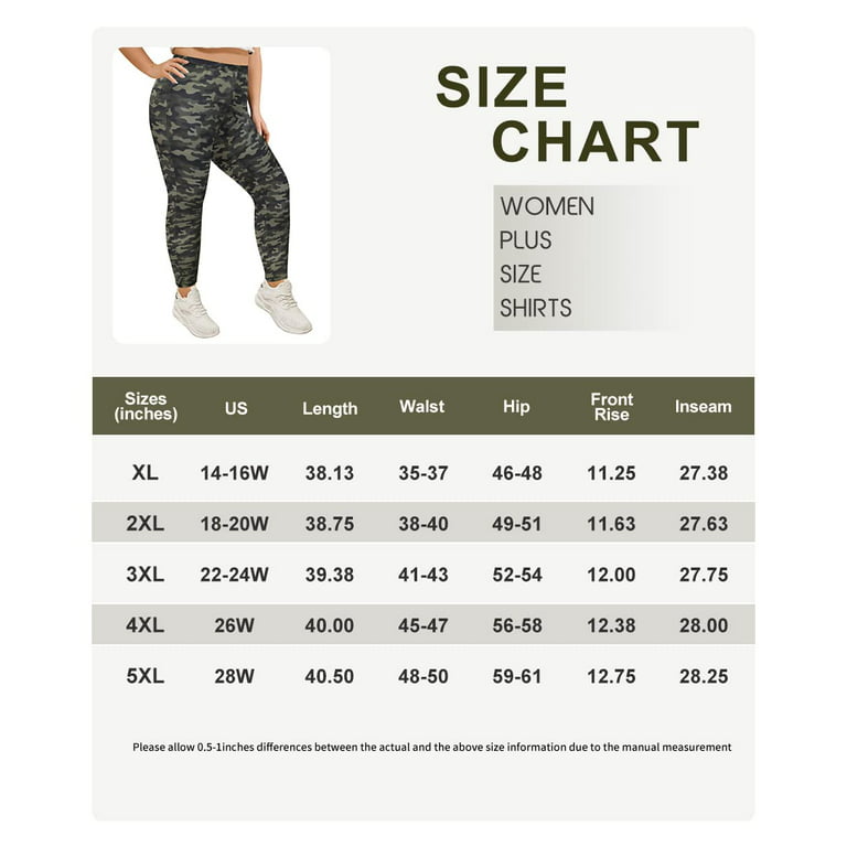 TIYOMI Plus Size Leggings For Women Army Green Camo Pants Stretchy Butt Fit  High Waist Ankle Leggings Soft Workout Fall Winter Casual Leggings XL 14W  16W 