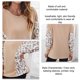 thumbnail image 5 of Las mujeres de manga larga superior de cuello redondo mangas Batwing impreso blusa Casual para oficina en casa, 5 of 6