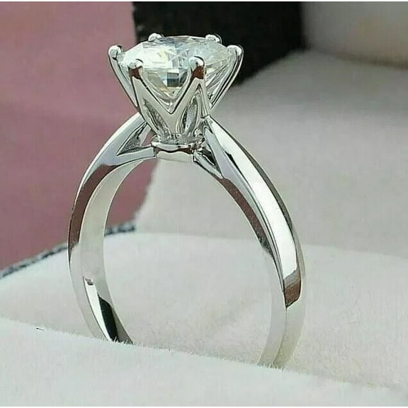 1Ct Lab Created Diamond Round Cut Women's Wedding Ring 14K White Gold Plated