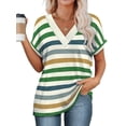thumbnail image 3 of Blusa WIHOLL para mujer, talla grande, manga corta, cuello en V, verde, 3XL, 3 of 5