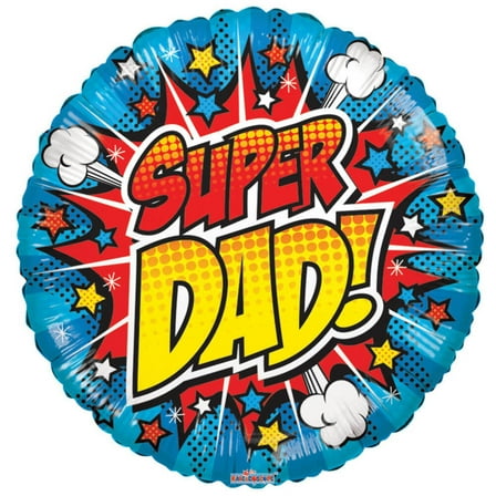 18 inch Kaleidoscope Super Dad! Gellibean Plastic Balloons - Party Supplies Decorations