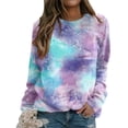 thumbnail image 4 of Bibifish Womens Tie Dye Sweatshirt Colorful Printed Crewneck Long Sleeve Sweatshirts Casual Loose Fit Cozy Spring Fall Graphic Pullover Tops, 4 of 6