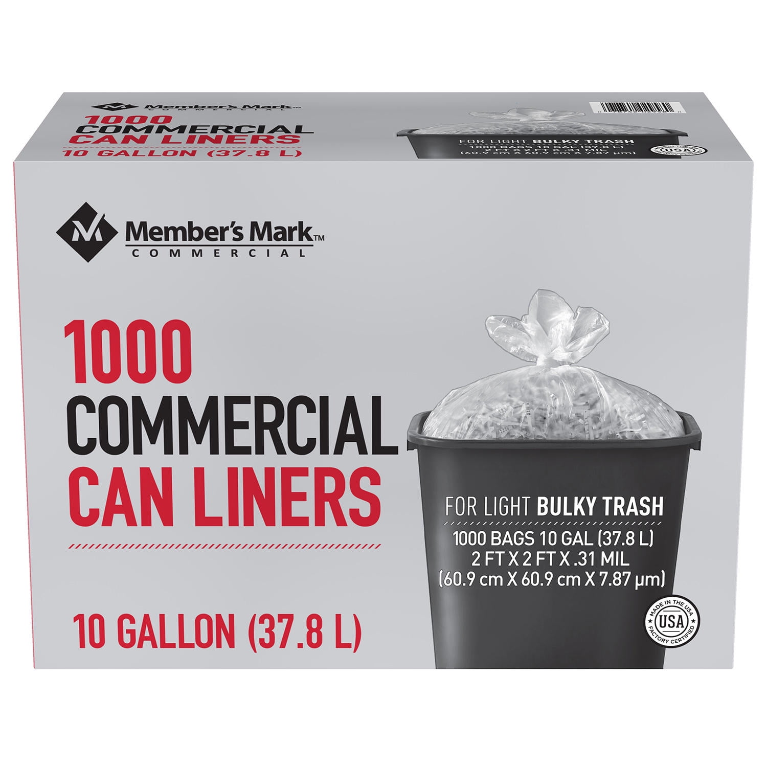 Commercial trash bags 13 gallon 24x27 .9 mil case of 100