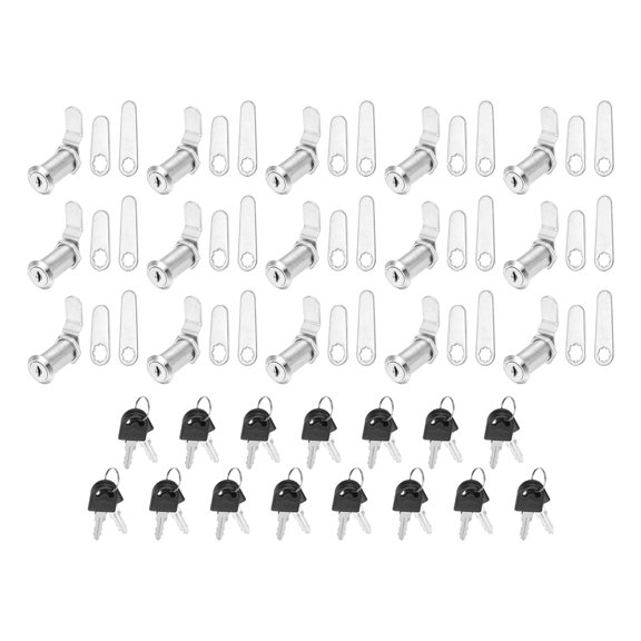 Uxcell Keyed Alike Cabinet Locks 1-1/2 Inch with Key for RV Drawer Storage, Silver 15 Pack