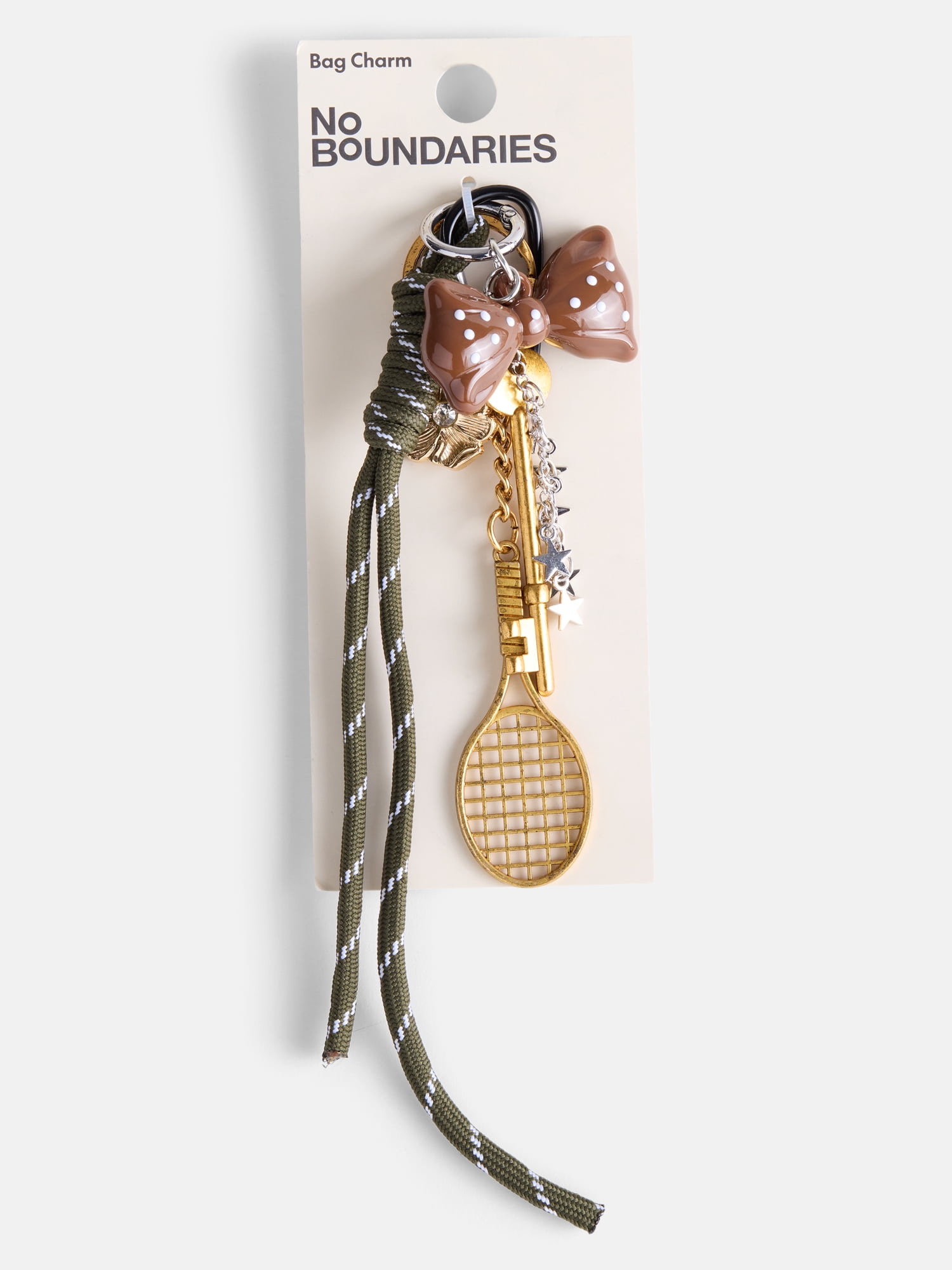 No Boundaries Women's Assorted Bow and Bungee Cord Bag Charms, Brown