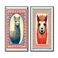 thumbnail image 2 of Designart "Retro Stamp Alpaca Portrait Illustration III" Alpaca Framed Wall Art Set Of 2 - Traditional Red Frame Gallery Set For Office Decor, 2 of 6