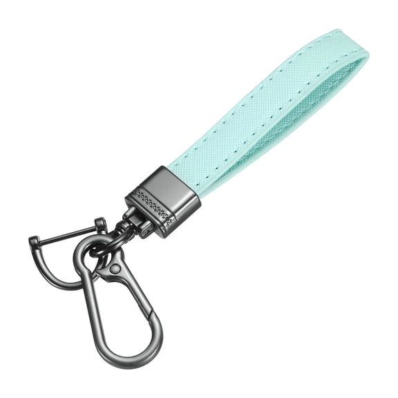 6 Inch Leather Keychain, Leather Key Fob Wristlet Car Key Chain Ring Clip with Anti-Lost D Ring Keychain Accessories Fit for Home Car, Green