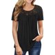 thumbnail image 1 of Sonducket Camiseta de mujer Túnica plisada Top Cuello Manga corta Blusa de encaje de encaje de manga corta Prendas para la parte del cuerpo Negro METRO Sonducket AP003108-02, 1 of 5
