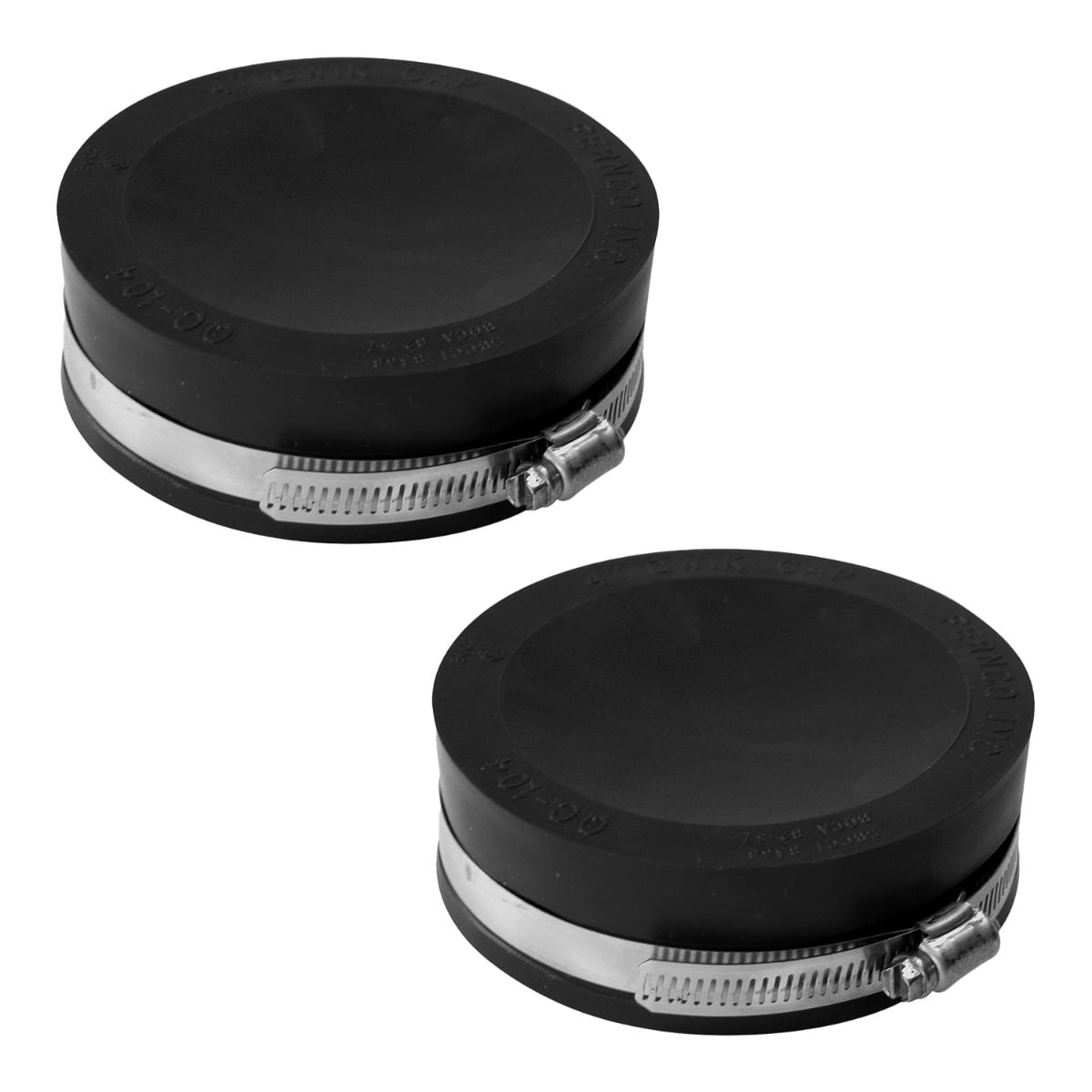 Fernco QC104 2 Pack 4" Qwik Cap Flexible PVC Pipe Cap with Stainless