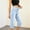 Light Blue, variant on Jesvior Women'S Pull On Denim Cropped Pants Elastic High Waist Straight Leg Jeans with Pockets Casual Stretchy Trousers for Daily Wear