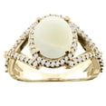 thumbnail image 1 of 10K Yellow Gold Natural Opal Ring Oval 9x7mm Diamond Accent, size 5, 1 of 4