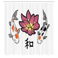 thumbnail image 2 of Ambesonne Koi Shower Curtain, Floral Aquatic Asian Fish Lotus, 69"Wx70"L, Orange Pink and Pastel Yellow, 2 of 4