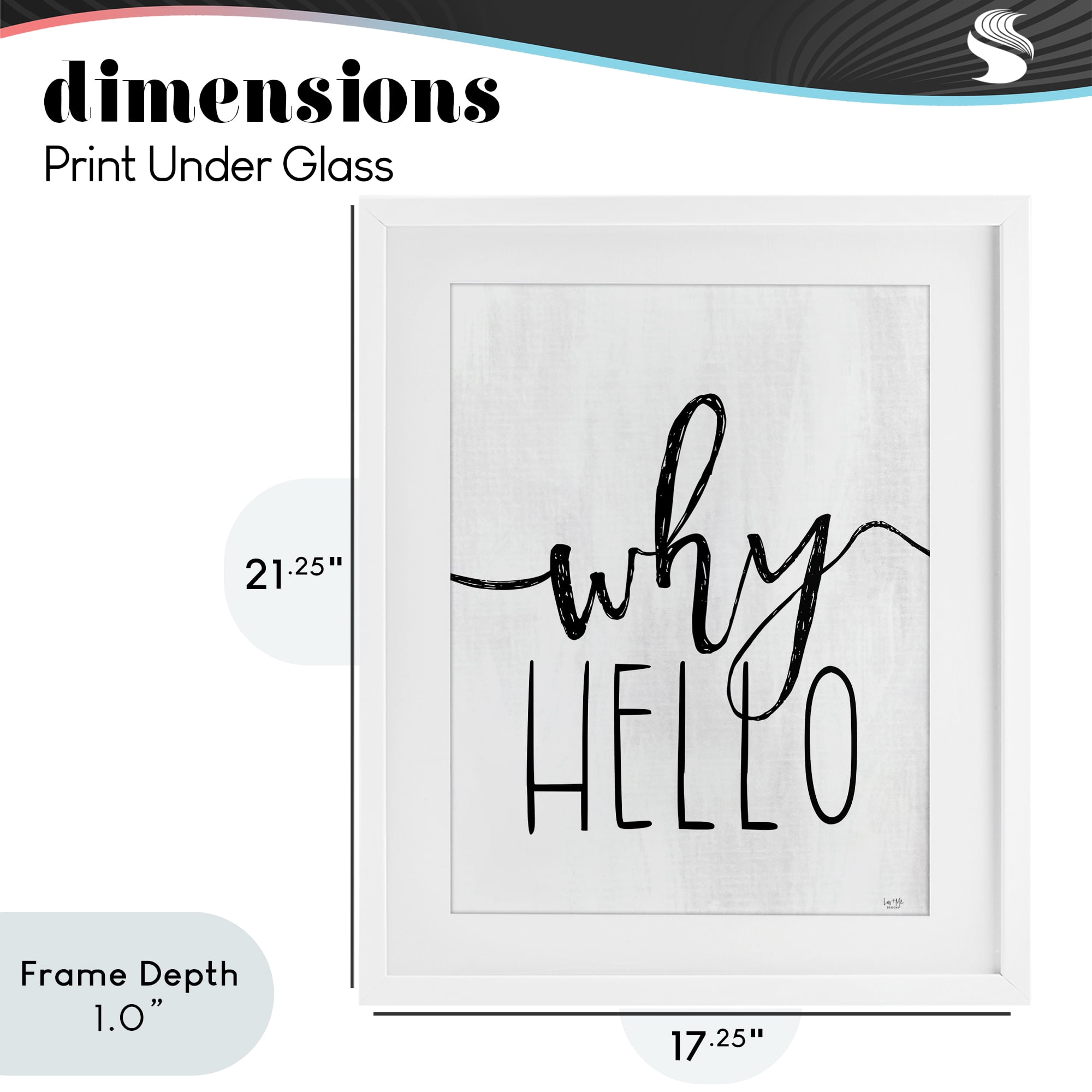 Stupell Industries Why Hello Typography White Framed Print Under Glass, design by Lux + Me Designs