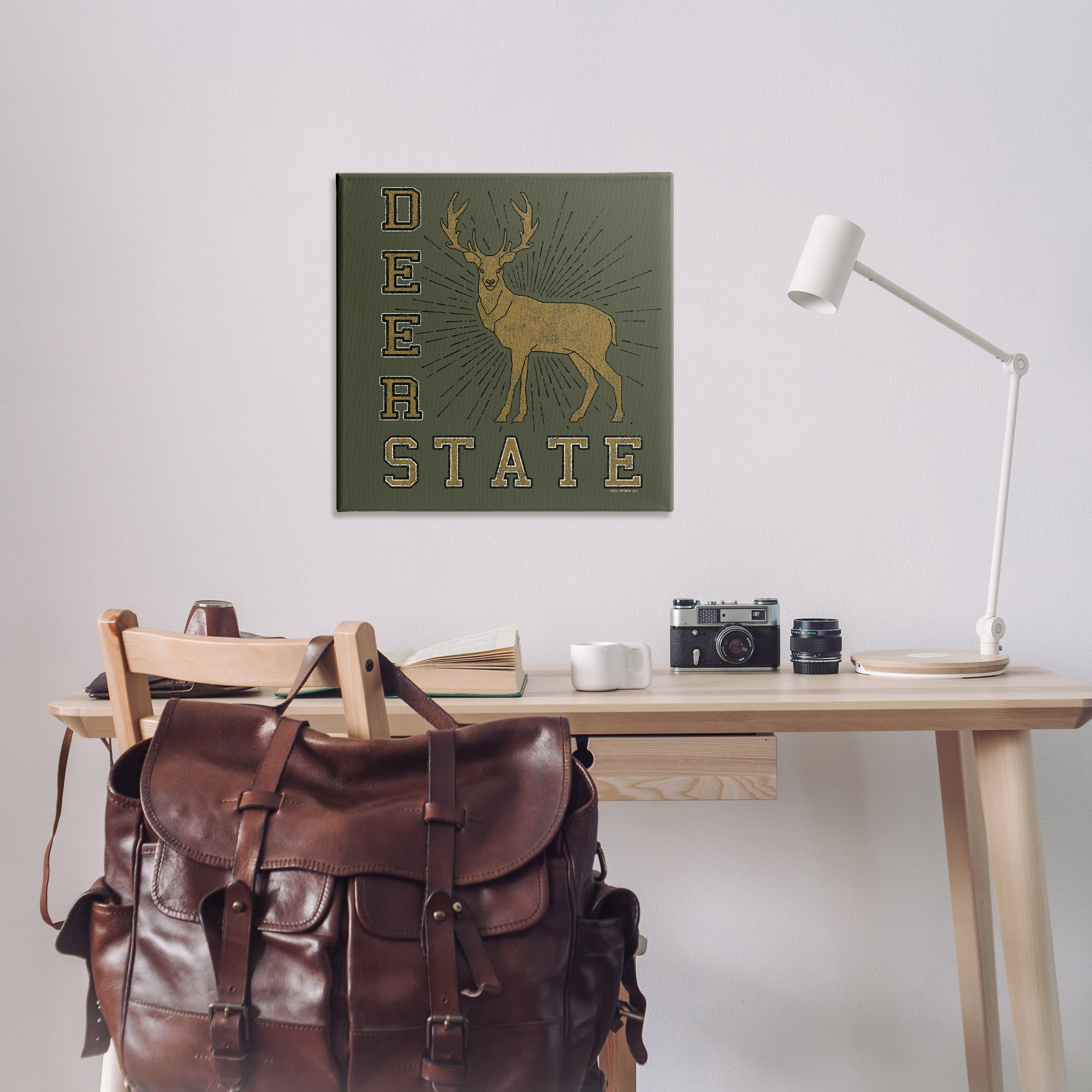 Stupell Industries Vintage Deer State Novelty & Humor Painting Wrapped Canvas Art Print Wall Art, 30 x 30