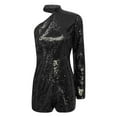 thumbnail image 3 of Haitryli Women 70s Disco Costume Sparkly Sequins Rompers One Shoulder Jumpsuit Bodysuit Clubwear Black 3XL, 3 of 5