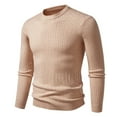 thumbnail image 2 of Nmnitkp Men's Crewneck Sweater Soft Casual Sweaters for Men Classic Pullover Sweaters with Ribbing Edge Khaki,M, 2 of 3
