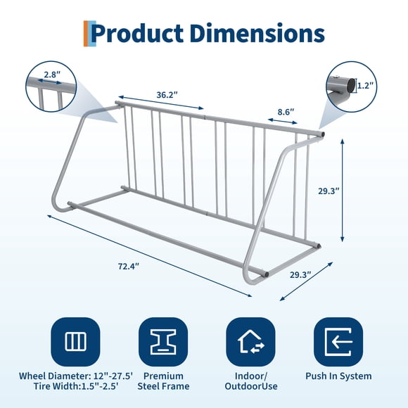 Kojooin Bicycle Floor Parking Stand, All-Steel Garage Bike Rack and Storage Stand for Streets, Yards and Bike Events
