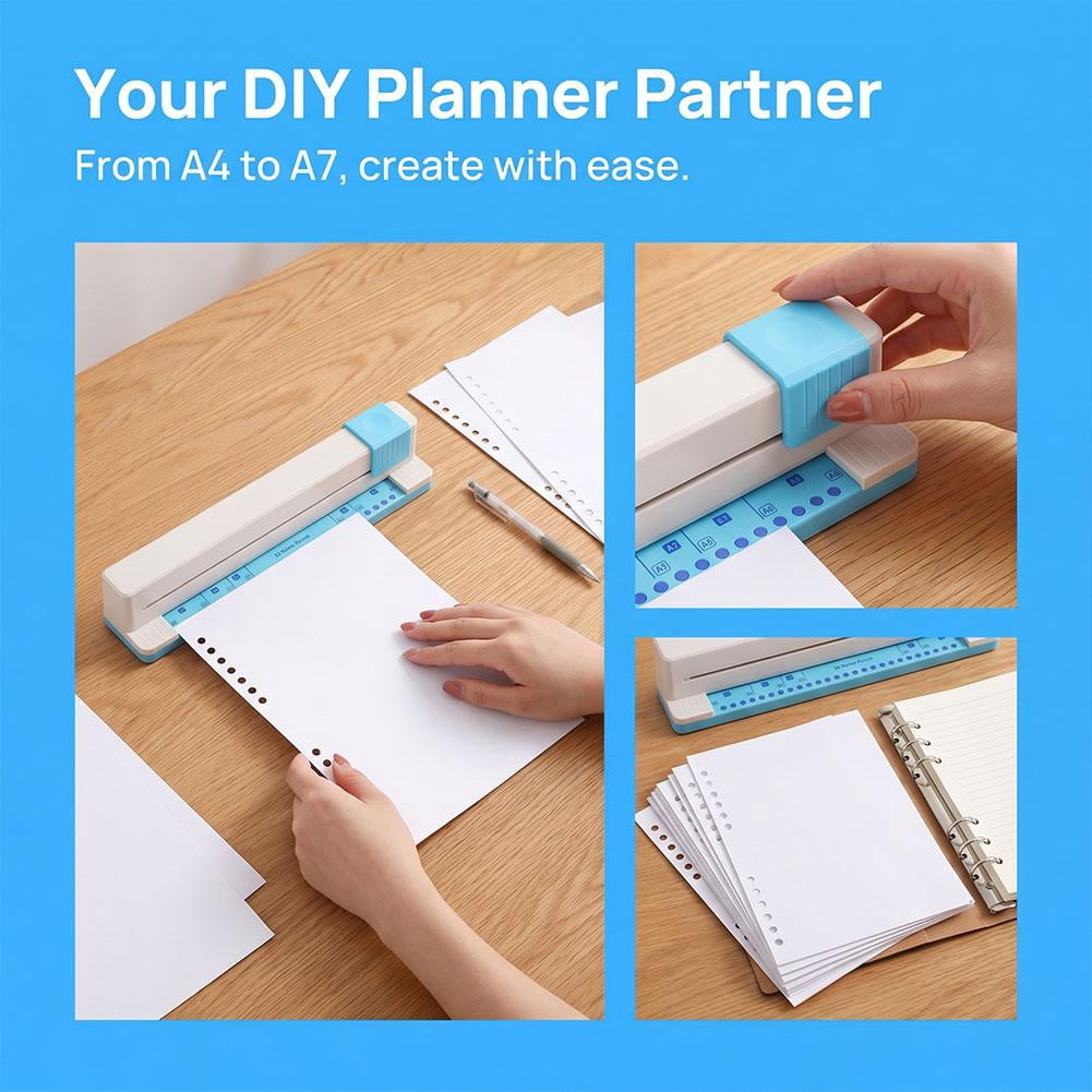 Professional 30-Hole Puncher for A4 Loose-Leaf Notebooks, Handheld Sliding Paper Hole Punch with Alignment Guide, Portable Binder Tool Used for B5 A5 DIY Journal & Office Filing - Type A