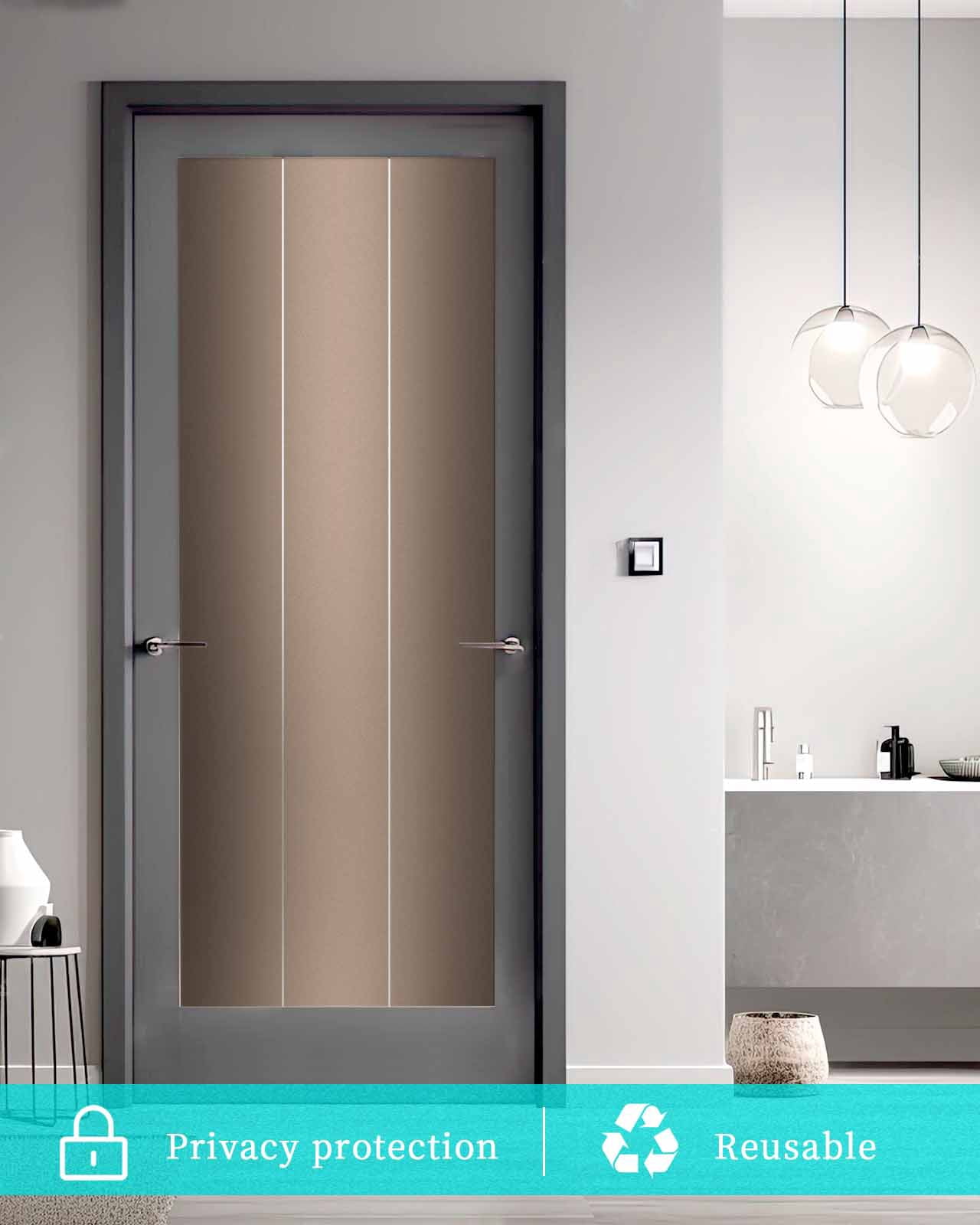 Window Privacy Film, Dark Brown Ombre UV Sun Blocking Window Tint Film Heat Control One Way Blackout Window Film, Modern Abstract Gradient Color Art Non Adhesive Static Cling Sticker 19.6x39.3 In