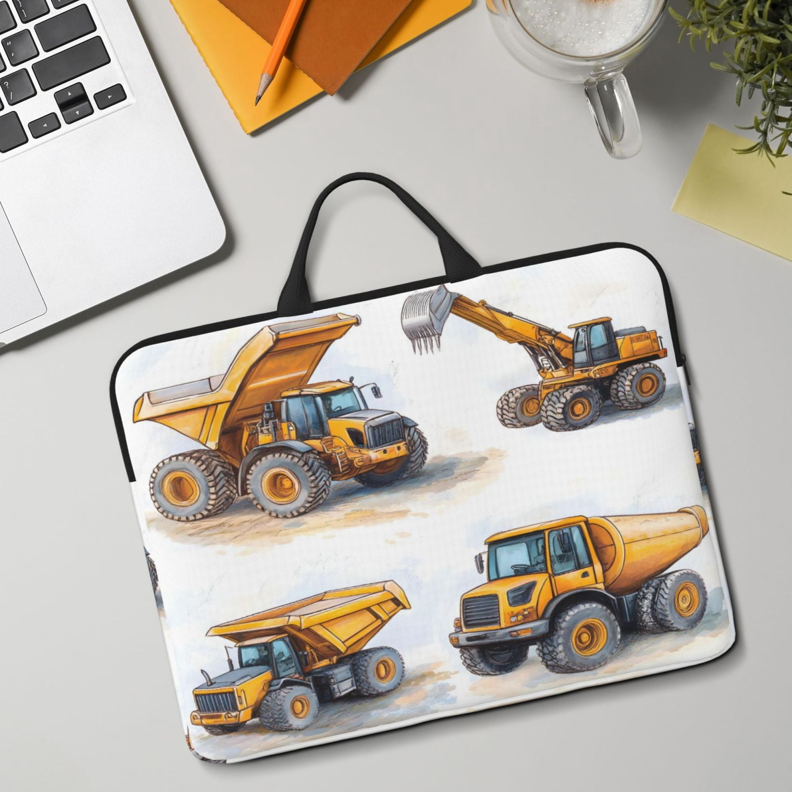 Laptop Sleeve Bag For Women Men 14inch Waterproof Durable Protective Computer Carrying Cover Handle Laptop Case Bag Construction Vehicles