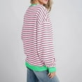 thumbnail image 3 of Honeeladyy Womens Striped Long Sleeve Shirt Trendy Oversized Sweashirt Crewneck Tops Gift for Your Girlfriend Wife Mom (Purple,L), 3 of 4