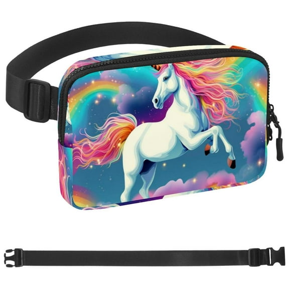 Rainbow Unicorn Fanny Pack, Quick Release Buckle Travel Sport Waist Fanny Pack Bag for Men Or Women
