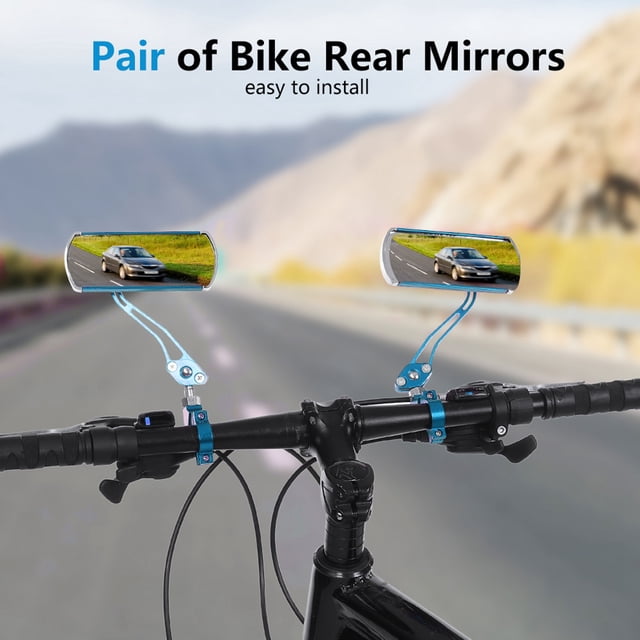 Back View Mirror, Durable Black/Red/Blue 360 Degree Adjustable High Strength Bicycle Handlebar Rearview Mirror, Bike for 22.2mm Handlebar