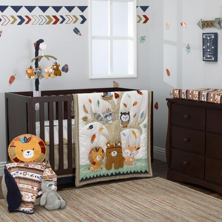 Nojo Aztec Forest 4 Piece Nursery Crib Bedding Set Appliqued